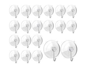 Générique Crochets de Douche à Ventouse,20 Pièces Ventouses Adhésives Transparentes Réutilisables | Porte-Serviettes/Robes pour Mur/Camping/Voiture/Extérieur/Portes de Maison et Camping-Car