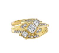 Générique Crochets Trucs Bagues Bague de fiançailles de mariage pour femme Or Rose Or Imitation Zircon Bague Bagues Bagues Bagues (Gold, 5)