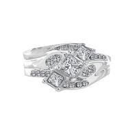 Générique Crochets Trucs Bagues Bague de fiançailles de mariage pour femme Or Rose Or Imitation Zircon Bague Bagues Bagues Bagues (Silver, 9)