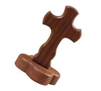 Générique Croix chrétienne debout en bois de noyer, décorations d ' avec base magnétique pour table de Pâques, ornement sacré, crucifix catholique en bois avec base