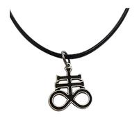 générique Croix du Léviathan Pendentif Noir plaqué Argent avec Collier - Amulette de Protection - Bijou artisanal - H 2 cm