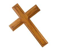 Générique Croix Murale en Bois Massif à Fixer au Mur Décoration Religieuse Beige en Bois Naturel Sculpture Murale de Croix pour Maison Église et Chapelle Finition Lisse Taille Moyenne