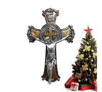 Générique Croix Murale Jésus Christ Catholique | Statue de Crucifix Sculptée en Résine,Ornement Sculpté pour Maison Mariage Noël Pâques Décoration Murale