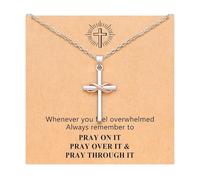 Générique Cross Necklace - Stainless Steel Christian Crucifix Pendant | 2.5x1.6cm Size, 30g Lightweight, Stylish Neck Jewelry for Daily Wear, Church, Wedding, Holiday, Birthday, Travel, Ladies