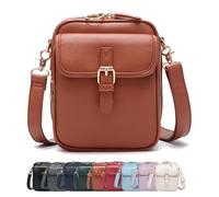 Générique Crossbody Leather Bag, Double Layer Large Capacity Messenger Bag, Vintage Faux Leather Built in Purse Anti Theft Bags (Brown)