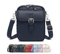 Générique Crossbody Leather Bag, Double Layer Large Capacity Messenger Bag, Vintage Faux Leather Built in Purse Anti Theft Bags (Navy)