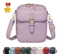 Générique Crossbody Leather Bag, Large Capacity Anti-Theft Vintage Bag, Multi-slot Bags with with Adjustable Strap for Everyday Casual (Purple)