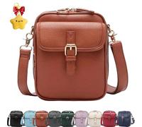 Générique Crossbody Leather Bag, Large Capacity Anti-Theft Vintage Bag, Multi-slot Bags with with Adjustable Strap for Everyday Casual (Brown)