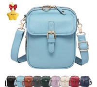 Générique Crossbody Leather Bag, Large Capacity Anti-Theft Vintage Bag, Multi-slot Bags with with Adjustable Strap for Everyday Casual (Blue)
