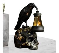 Générique Crow Statue | Halloween Skull Raven Decor Collectible Figurines | Resin Sculpture Gothic Decor, Halloween Decorations for Home Garden Porch Patio Lawn Party Supplies