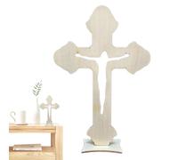 Générique Crucifix En - Debout Sculptée À La Main, Chrétienne En, De Table En Massif, Cadeau De Foi | Fournitures Sacrées De Avec Boîte-cadeau Pour Confirma