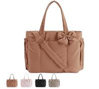 Générique Crush Bow Tote Bag, bag smart crush bow tote, Stylish Handbag for Work, Travel, Beach, Shopping (Brown)