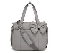 Générique Crush Bow Tote Bag for Women, Fluffy & Lightweight Crush Bow Tote Bag, with Multiple Compartments (Gray)