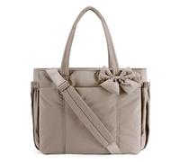 Générique Crush Bow Tote Bag for Women, Fluffy & Lightweight Crush Bow Tote Bag, with Multiple Compartments (Khaki)