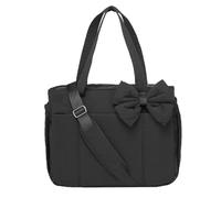 Générique Crush Bow Tote Bag for Women, Fluffy & Lightweight Crush Bow Tote Bag, with Multiple Compartments (Black)