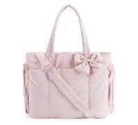 Générique Crush Bow Tote Bag for Women, Fluffy & Lightweight Crush Bow Tote Bag, with Multiple Compartments (Light Pink)