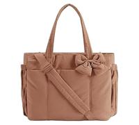 Générique Crush Bow Tote Bag for Women, Lightweight and Fluffy Bow Handbag, Stylish Handbag for Work, Travel, Beach, Shopping (Brown)