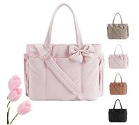 Générique Crush Bow Tote Bag for Women, Lightweight Crush Bow Tote Bag For Women, for Women's Daily Commuting, Shopping, Travel (Pink)