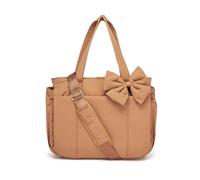 Générique Crush Bow Tote Bag for Women, Lightweight Puffy Quilted Shoulder Bag,for Daily Commuting, Work, Shopping&Travel (Brown)
