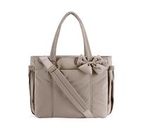 Générique Crush Bow Tote Bag for Women, Lightweight Puffy Quilted Shoulder Bag,for Daily Commuting, Work, Shopping&Travel (Khaki)