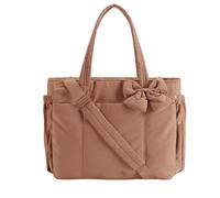 Générique Crush Bow Tote Bag For Women, Lightweight Puffy Quilted Shoulder Bag, for Women Daily, Shopping, Travel (Dark Brown)
