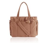 Générique Crush Bow Tote Bag For Women, Lightweight Puffy Quilted Shoulder Bag for Women's Daily Commuting, Shopping, Travel (Brown)