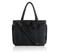 Générique Crush Bow Tote Bag For Women, Lightweight Puffy Quilted Shoulder Bag for Women's Daily Commuting, Shopping, Travel (Black)