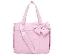Générique Crush Bow Tote Bag for Women - Quilted Lightweight Handbag, Stylish Bow Accent for Shopping, Travel & Daily Use (Pink)