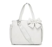 Générique Crush Bow Tote Bag for Women - Quilted Lightweight Handbag, Stylish Bow Accent for Shopping, Travel & Daily Use (White)