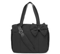 Générique Crush Bow Tote Bag for Women - Quilted Lightweight Handbag, Stylish Bow Accent for Shopping, Travel & Daily Use (Black)