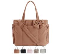 Générique Crush Bow Tote Bag, Lightweight Crush Bow Tote Bag for Women, for Daily Commuting, Shopping, Travel (Brown)