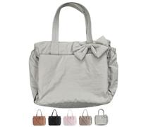 Générique Crush Bow Tote Bag, Lightweight Crush Bow Tote Bag for Women, for Daily Commuting, Shopping, Travel (Grayish-white)