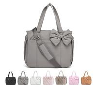 Générique Crush Bow Tote Bag, Quilted Puffer Crossbody Purse Lightweight with Multi Pockets, Fits 15.6 Inch Laptop (grey)