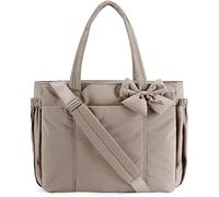 Générique Crush Bow Tote Bag with Bow, Stylish Crush Bow Tote Bag for Women, for Work, Travel, Beach, Shopping, Stylish Handbag (Camel)