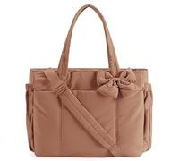 Générique Crush Bow Tote Bag with Bow, Stylish Crush Bow Tote Bag for Women, for Work, Travel, Beach, Shopping, Stylish Handbag (Brown)