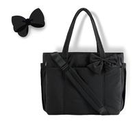 Générique Crush Bow Tote Bag, Women's Crush Bow Tote Bag - Stylish Handbag with Bows Accent for Everyday Use (Black)