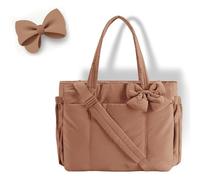 Générique Crush Bow Tote Bag, Women's Crush Bow Tote Bag - Stylish Handbag with Bows Accent for Everyday Use (Brown)