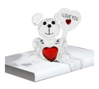 Générique Crystal Bear Figure | Collectible Cut Glass Art Craft Ornament with Red Heart | Romantic and Creative Bears Ornaments, Lovely Animal Statue for Home, Table, Birthday, Christmas