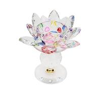 Générique Crystal Candle Holder Crystal Clear Candle Holder Creative Lotus Flower Shape Tea Light Holder Candelabra 11x12cmSalon Cuisine Mariage Table à Manger,Multi Colored
