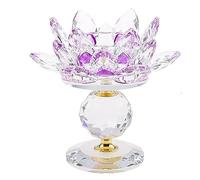 Générique Crystal Candle Holder Crystal Clear Candle Holder Creative Lotus Flower Shape Tea Light Holder Candelabra 11x12cmSalon Cuisine Mariage Table à Manger,Violet