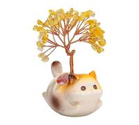 Générique Crystal Tree Ornament, Desktop Citrine Figurine Kitten Decor, 4 inch Crystal Tree Sculpture, Home Office Shop Birthday Wedding Chinese New Year Use, Energy Decor, Table Display Accent