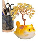 Générique Crystal Tree Ornament, Desktop Citrine Figurine Kitten Decor, 4 inch Crystal Tree Sculpture, Home Office Shop Birthday Wedding Chinese New Year Use, Energy Decor, Table Display Accent
