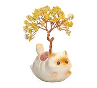 Générique Crystal Tree Ornament, Desktop Citrine Figurine Kitten Decor, 4 inch Crystal Tree Sculpture, Home Office Shop Birthday Wedding Chinese New Year Use, Energy Decor, Table Display Accent