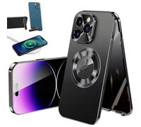 Générique Cubiccredit Phone Case, Double-Sided Magnetic Phone Case, HD Anti Peep Full-Cover Electroplated Glass Magnetic Double Sided Metal Bumper for IPhone 16 15 14 13 Pro Max (Black Privacy,15pro)