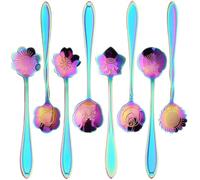 Générique Cuillères à Mélanger Finition Miroir en Acier Inoxydable Lot de 8 Forme Fleur sans Rouille, pour Cocktails et Boissons Maison