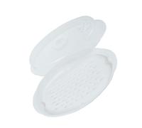 Générique Cuiseur Vapeur Compatible Réfrigérateur et Cuisson Rapide en Plastique Blanc Micro-ondes avec Couvercle, Grand Plateau Rond pour Poisson