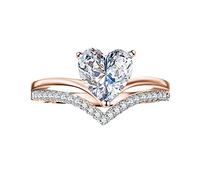 Générique Cuisinier Trucs Bagues de coeur avec pour femme Princesse Zircon personnalisé Anneaux Cuisinier Anneaux Bagues (Rose Gold, 7)