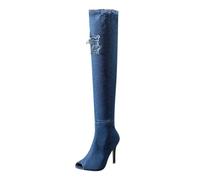 Générique Cuissarde Femme Talon Aiguille Bottes Longues À Enfiler Bottine Fermeture Eclair Bottines Cowboy Botte Couleur Unie Boot Hiver 2025 Nouveau Chaussure Chic Cuissarde Santiags Femme Haute