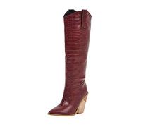 Générique Cuissarde Haute Femme Grande Taille Boot Gros Mollet Chaussure Couleur Unie Bottine Vintage Botte Moto Bottes Pointu Bottes Longues À Enfiler Cuissarde 35-43 Bottines Femme Cuir Talon Carré