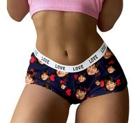 Générique Culotte Confortable, Douce et sans Coutures, imprimée de cœurs et bordée de Dentelle, idéale pour la Saint-Valentin. (Grey, M)